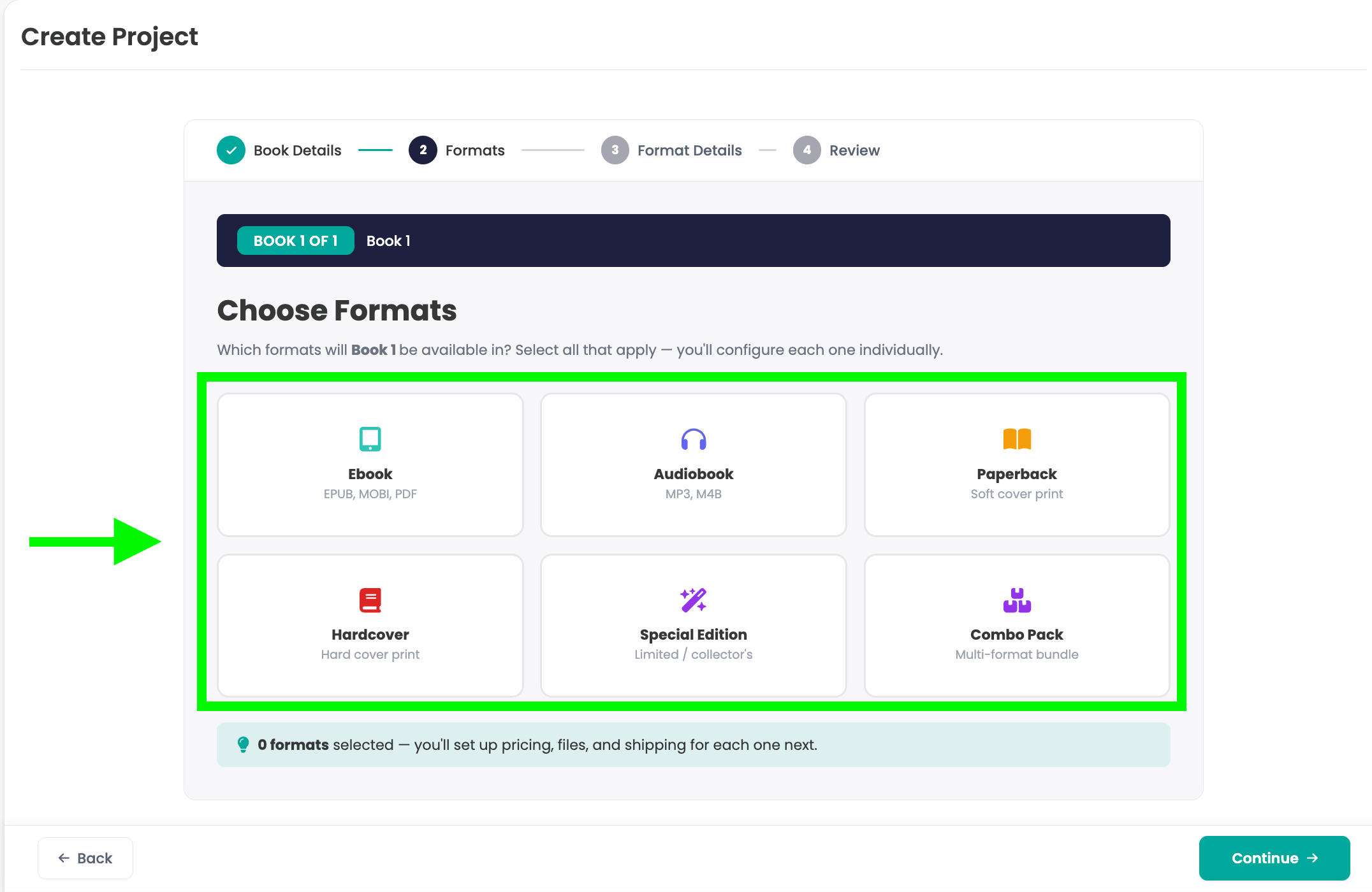 Choose formats