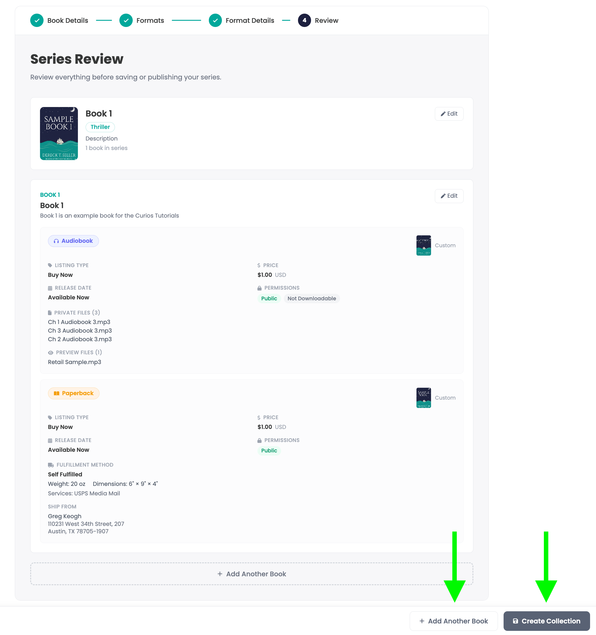 Confirm and create