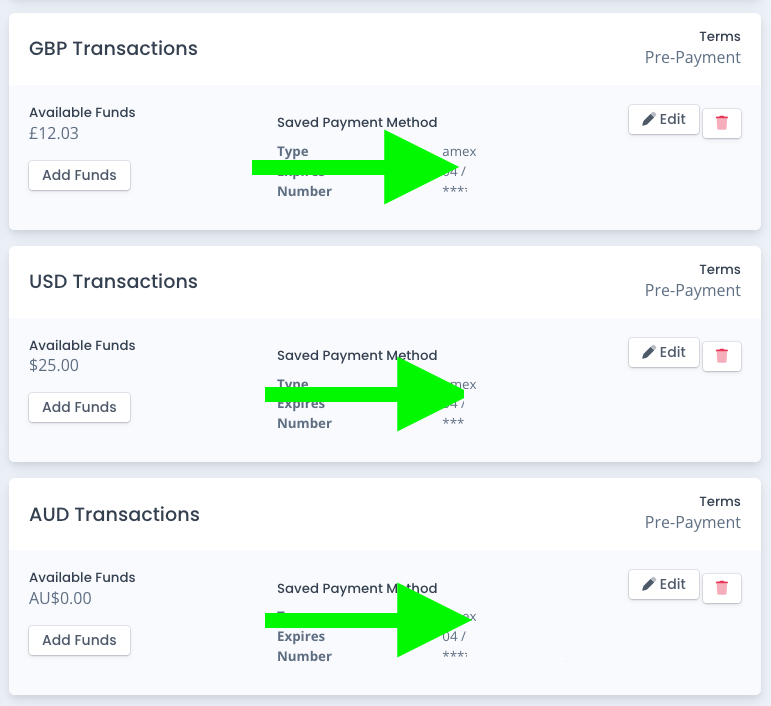 Adding payment information on BookVault