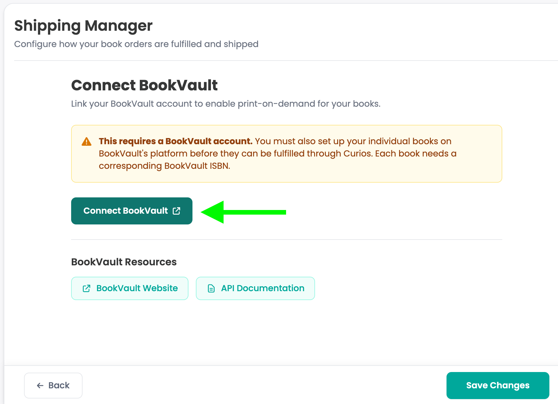 Connect BookVault to Curios