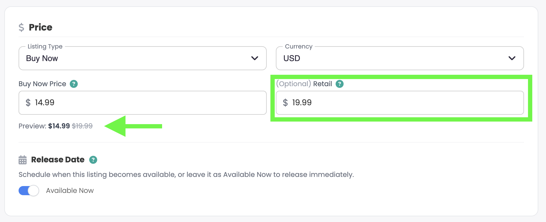 Set a retail price