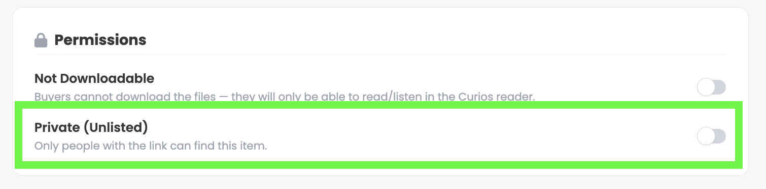 Permissions set to Private (unlisted)