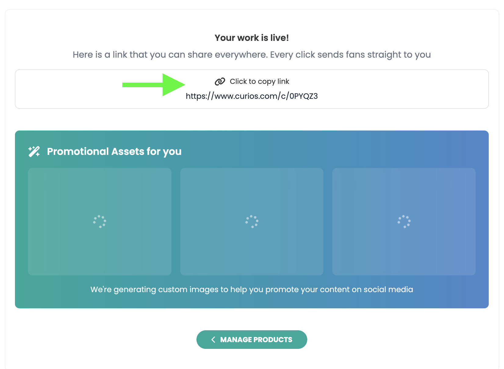 Screen displaying the shareable book link
