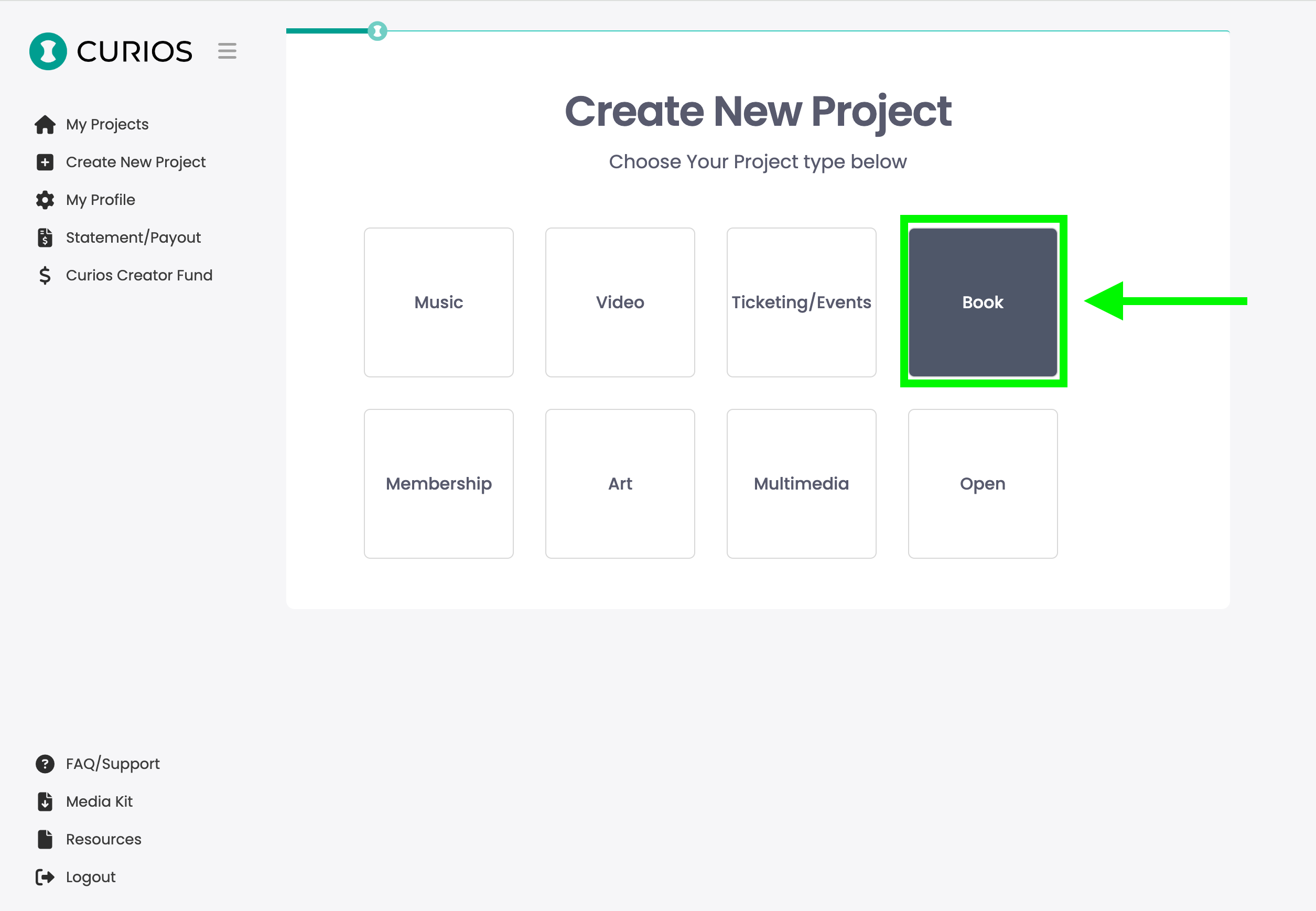 Select Book option