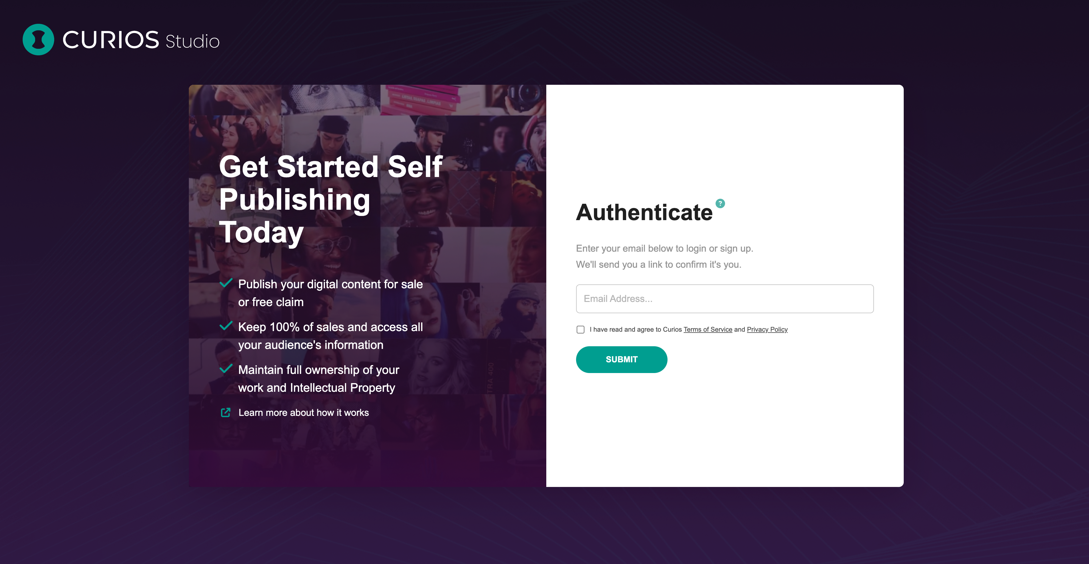 Login to studio.curios.com
