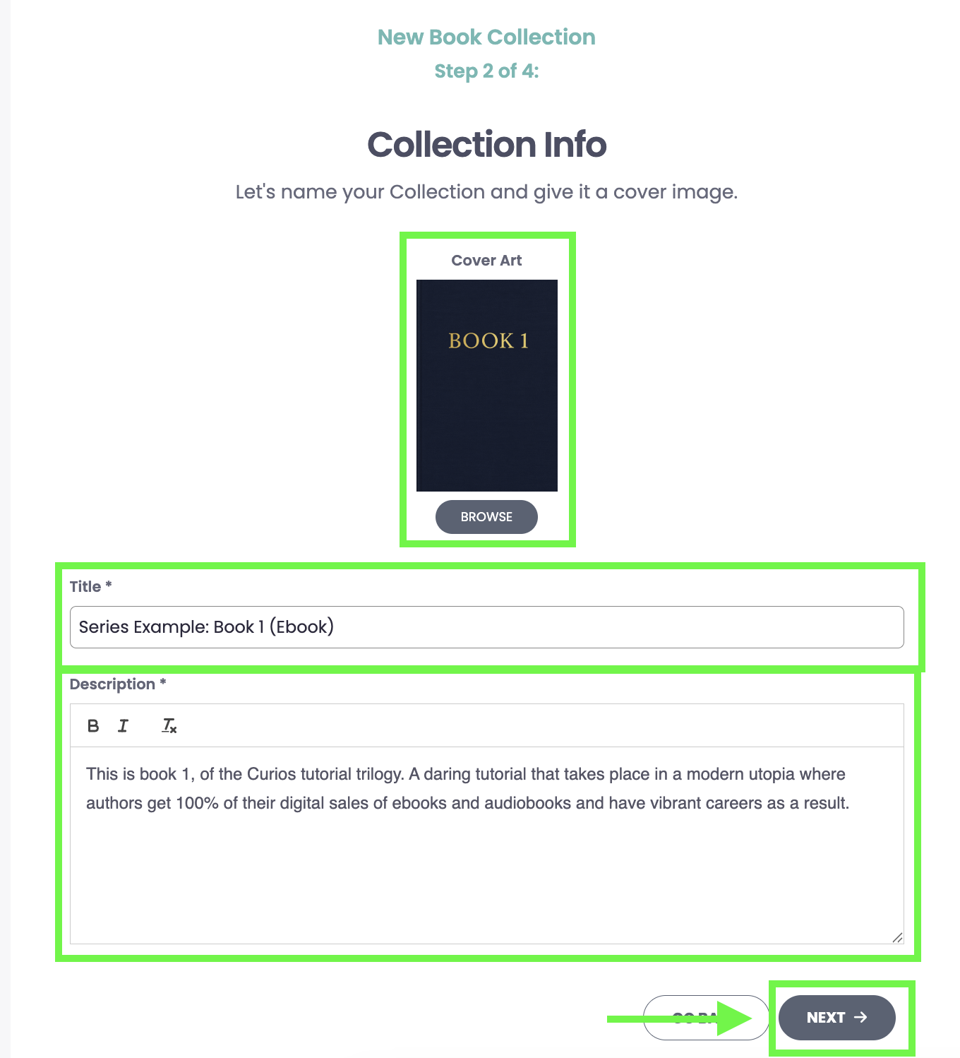 Book information form