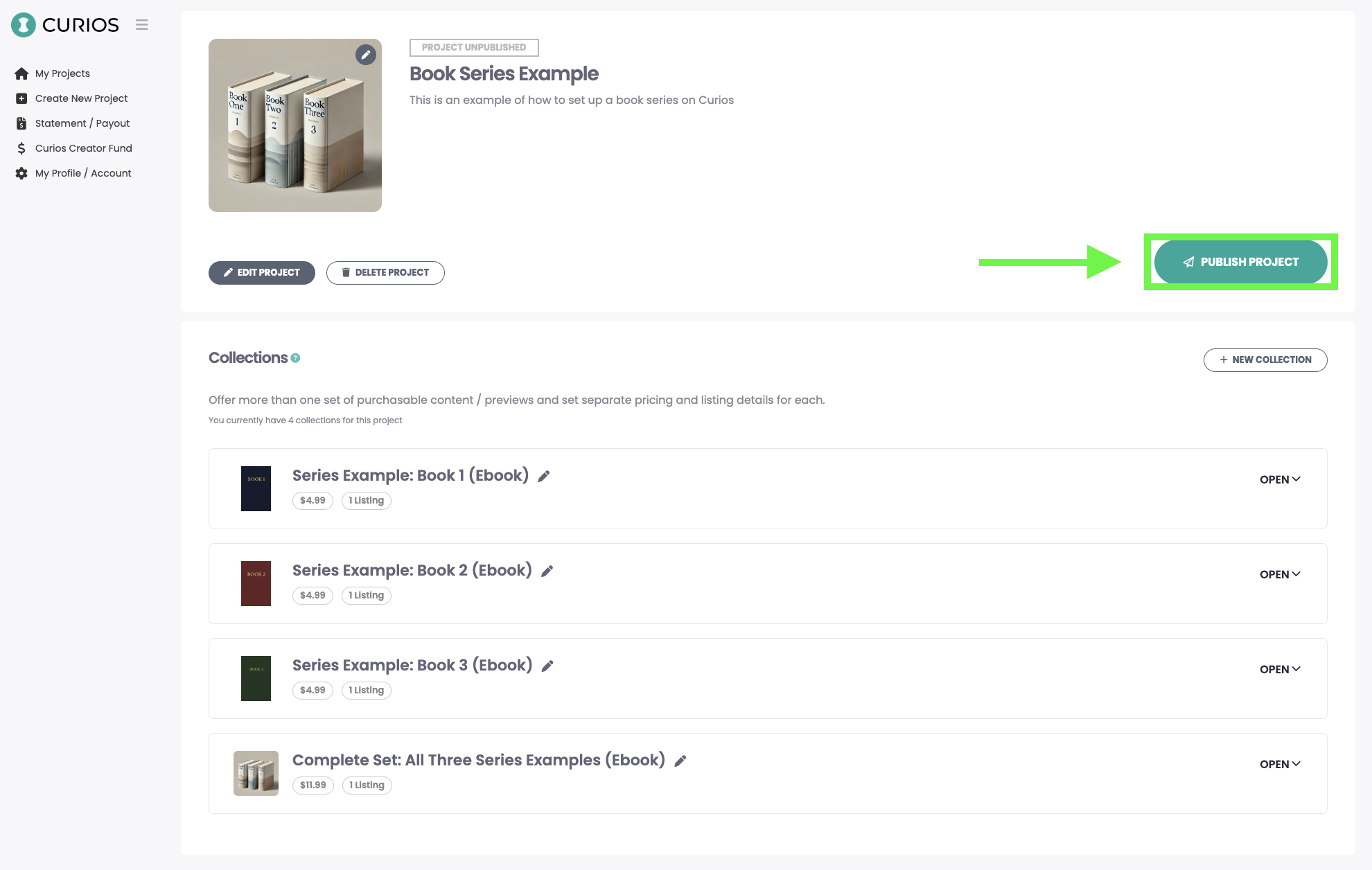 Published series on marketplace