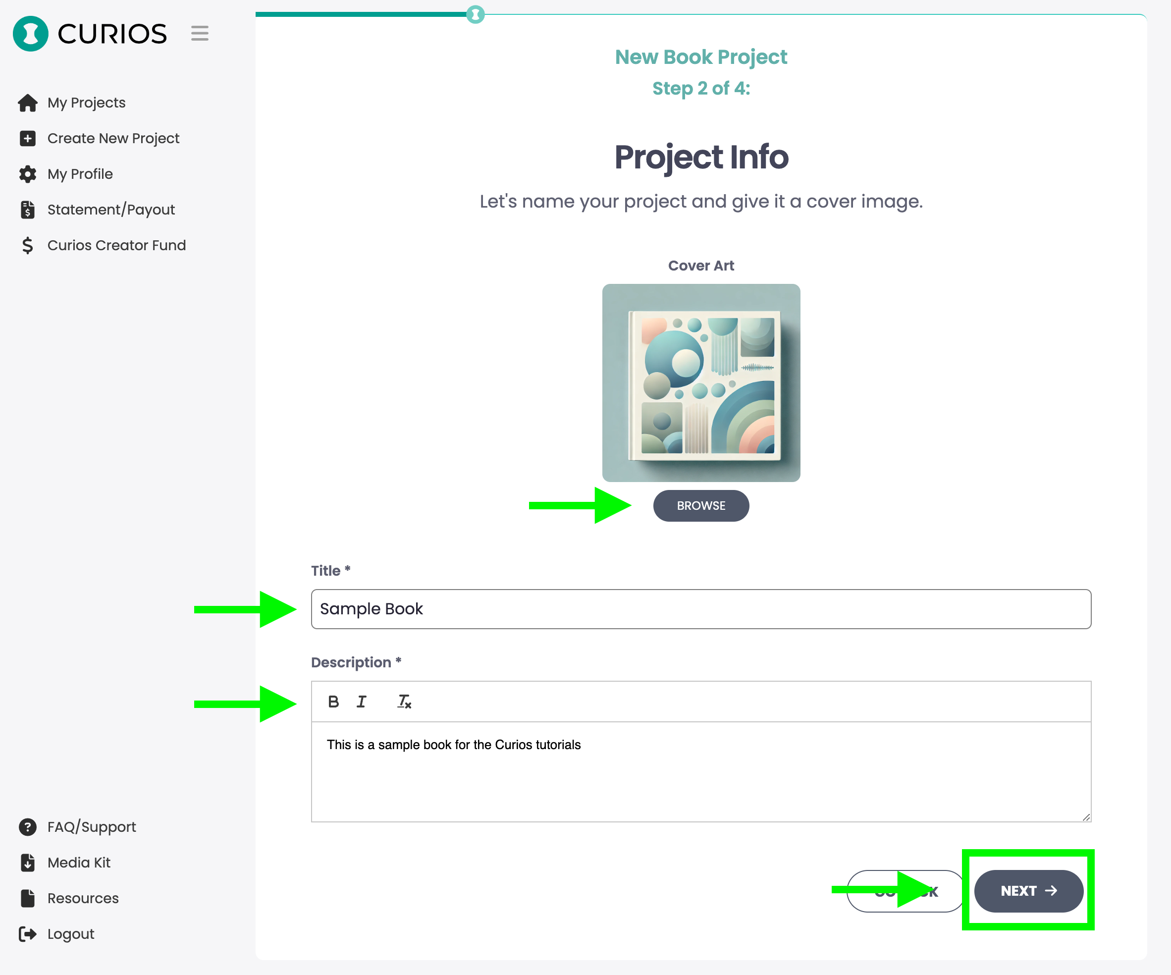 Cover image and metadata upload