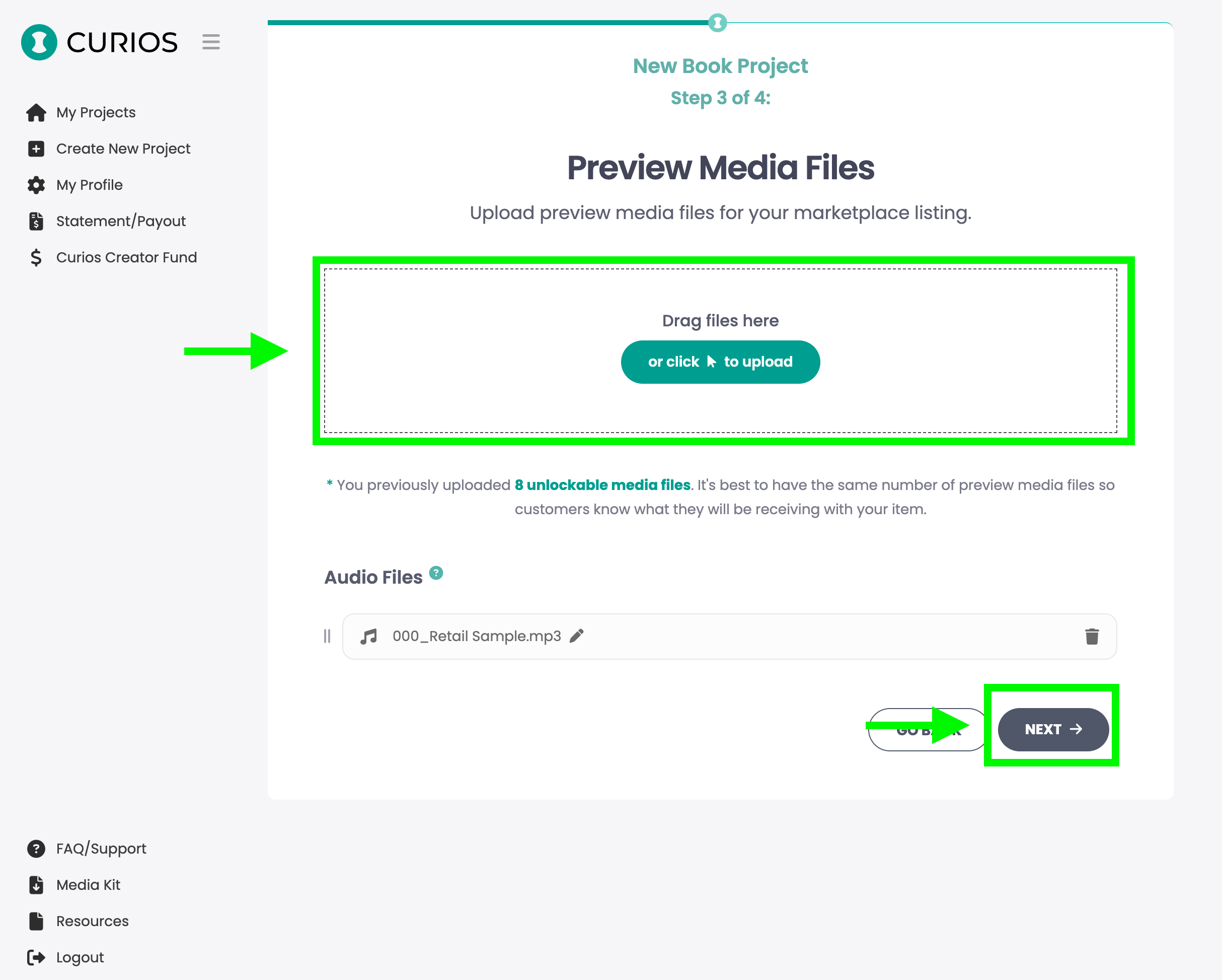 Preview file upload options