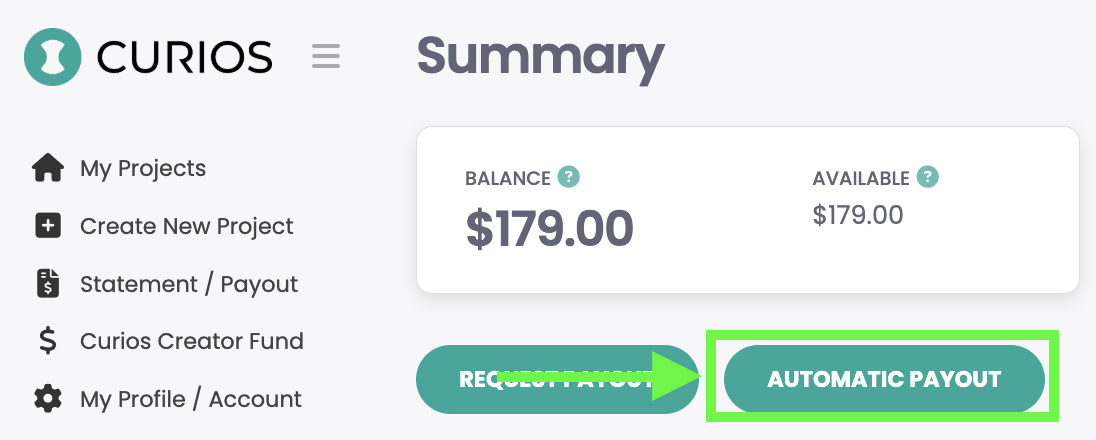 Automatic Payout button