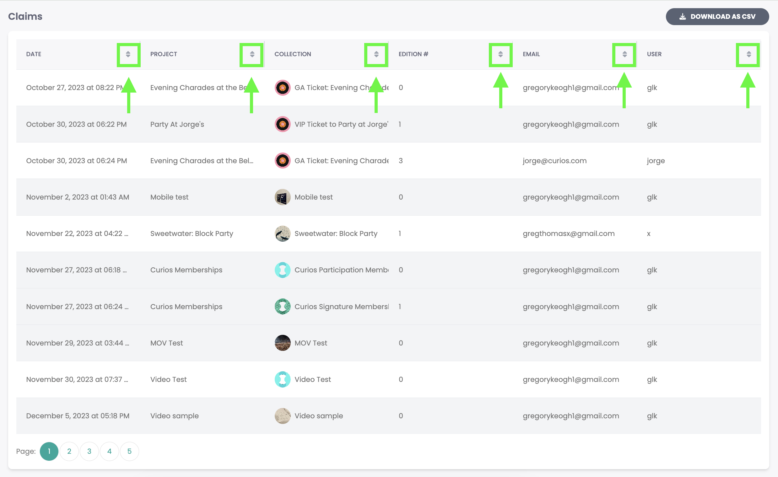 Claims filtering