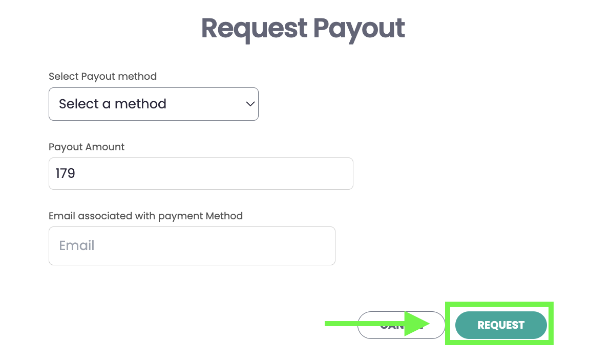 Request payout modal