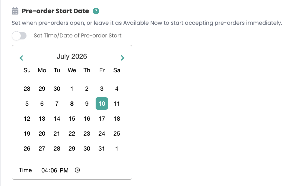 Setting a future pre-order start date
