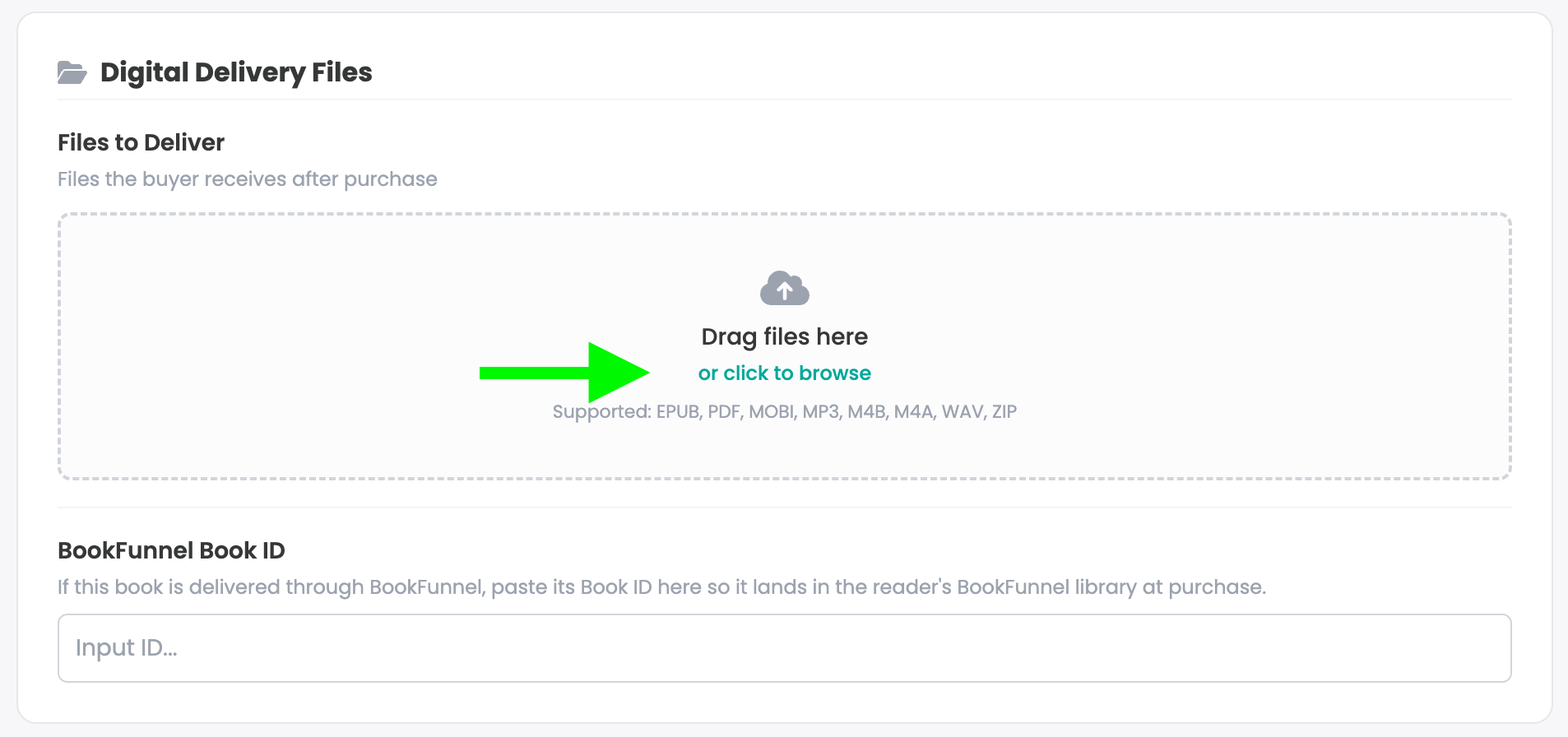 Digital delivery files upload