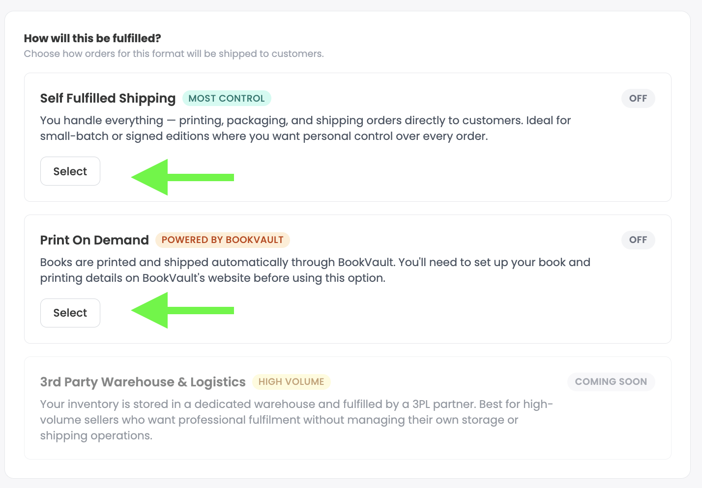 Fulfillment options for physical items