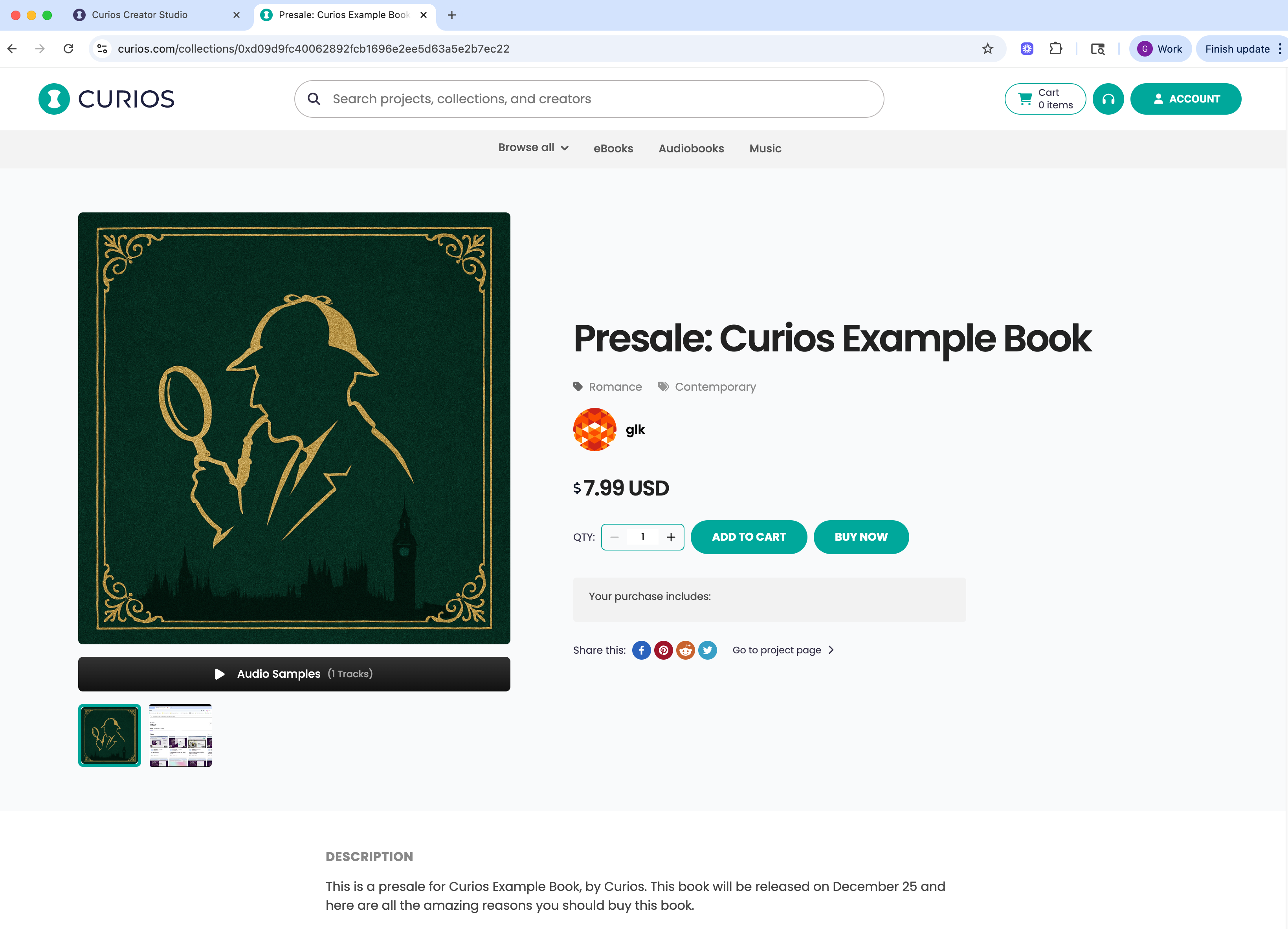 Review screen with all presale details and Publish button