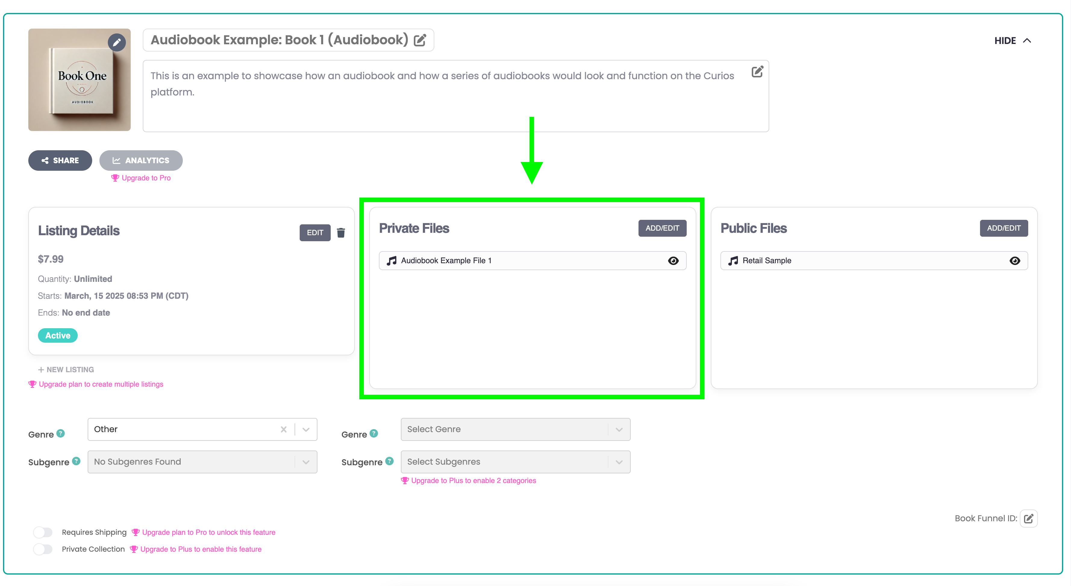 Private Files in Creator Studio