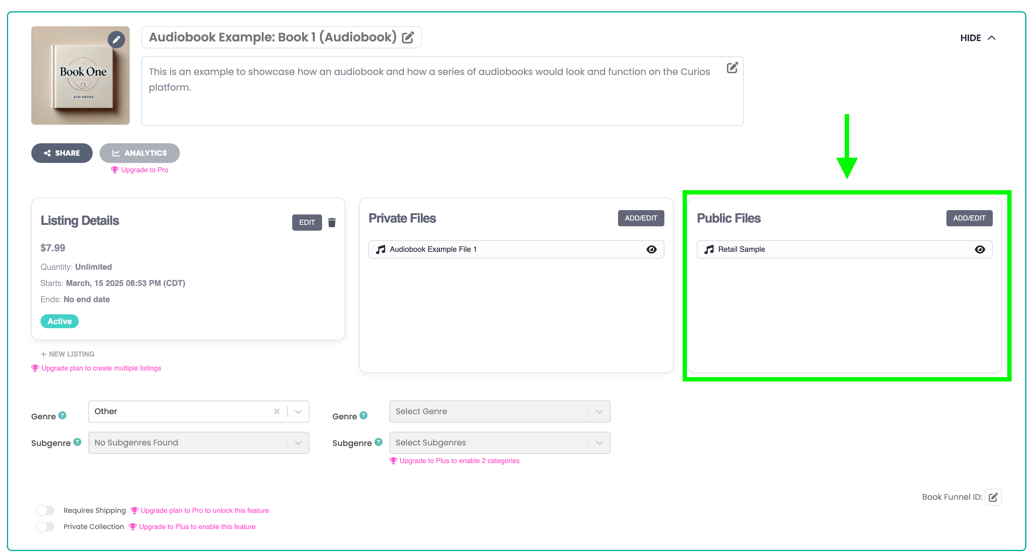 Public Files in Creator Studio