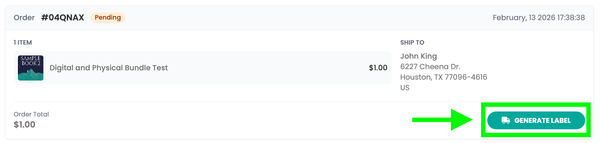 Generate label button